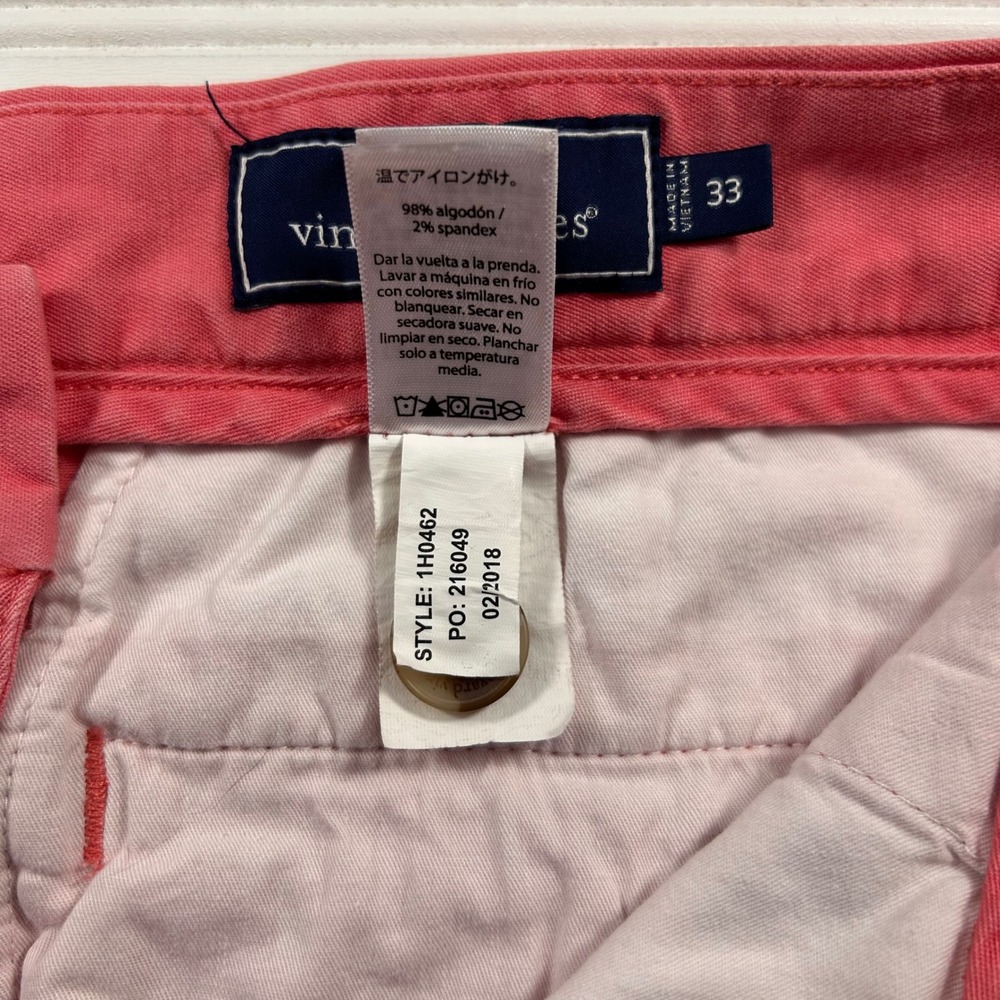 Vineyard Vines Breaker Chino Shorts Mens 33 Salmon Coral Pink Stretch Flat Front - Picture 5 of 15